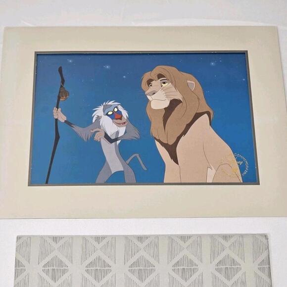 Vintage 1995 The Lion King 11x14 Lithograph Disney Store Exclusive SIMBA RAFIKI - Picture 1 of 8